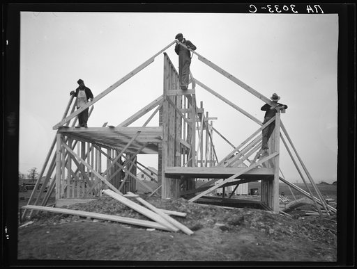 Untitled photo, possibly related to: Construction of homes. Libertyville Homesteads, Illinois
