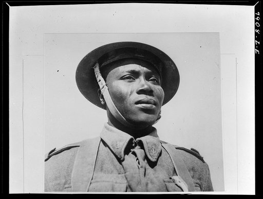 Untitled photo, possibly related to: A Free French infantryman, native of the Chad colony, who was awarded the Croix de Guerre 