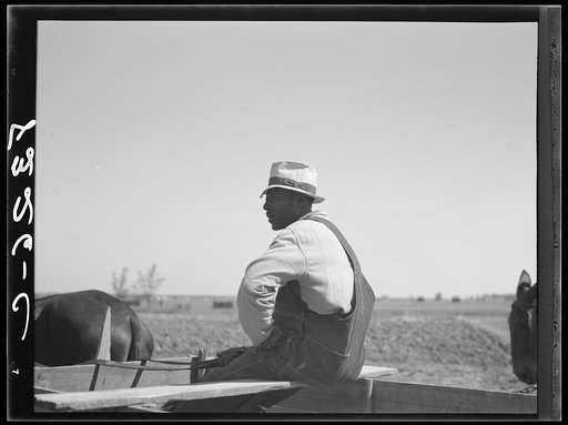 Untitled photo, possibly related to: Farmer waiting for supplies which he is buying cooperatively at Roanoke Farms, North Carolina