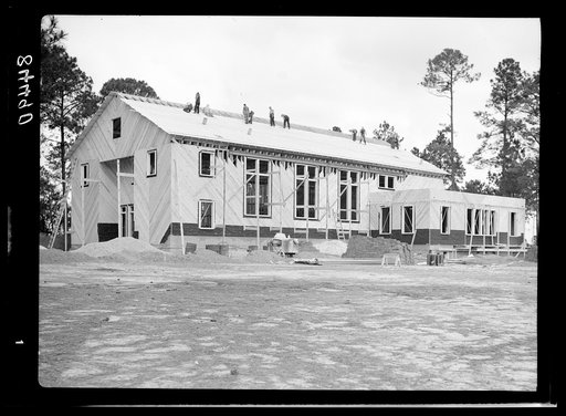 Untitled photo, possibly related to: Auditorium under construction at Irwinville Farms, Georgia