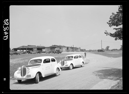 Untitled photo, possibly related to: Pennsylvania motor police on duty at the King Farm during the strike of workers against seventeen cents an hour wages. Near Morrisville, Pennsylvania