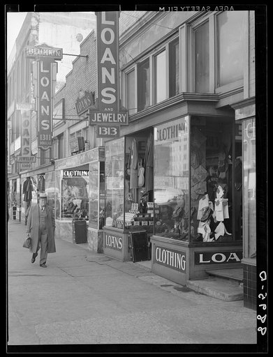 Untitled photo, possibly related to: Loan companies on lower Douglas Street. Omaha, Nebraska