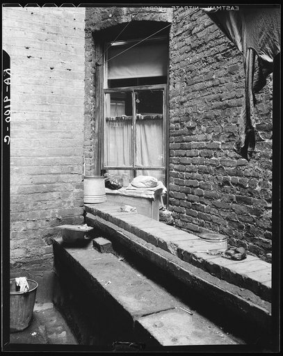 Untitled photo, possibly related to: One of the rear windows, tenement dwelling of Mr. and Mrs. Jacob Solomon, 133 Aveue D, New York City. The Solomon family are on the accepted list for resettlement at Hightstown, New Jersey