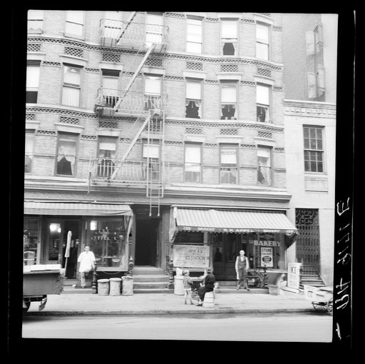 Untitled photo, possibly related to: Background photo for Hightstown project. The present home of Mr. and Mrs. Jacob Solomon and family, 133 Avenue D, New York City. This family is included in the first unit of thirty-five families to be resettled at Hightstown in July, 1936. For four very small roo