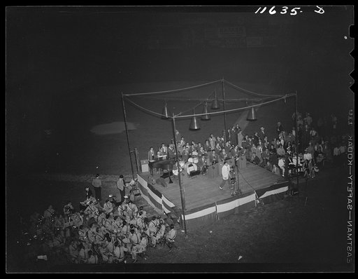 Untitled photo, possibly related to: Washington, D.C. Army Air Forces band playing at a scrap salvage rally in Griffith Stadium