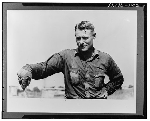 Roustabout in the ditch-digging crew. Notice the sweated shirt. Seminole oil field