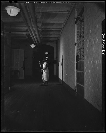 Untitled photo, possibly related to: Washington, D.C. Government charwoman cleaning after regular working hours