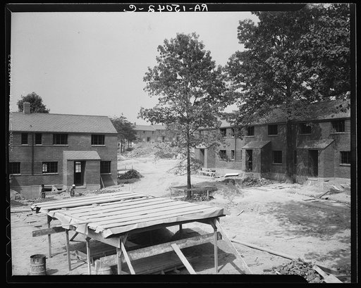 Houses under construction. Greenbelt, Maryland