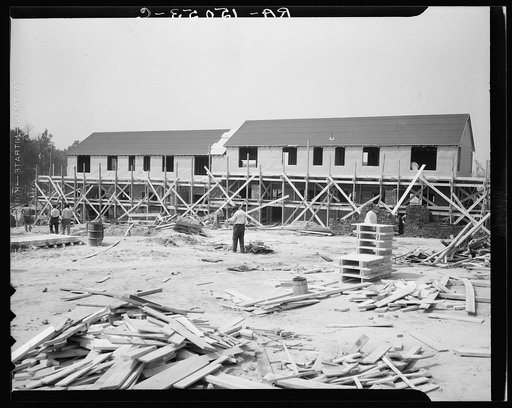 Row house under construction. Greenbelt, Maryland