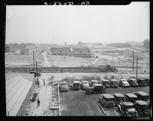 Untitled photo, possibly related to: Row house under construction. Greenbelt, Maryland