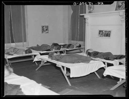 Children having mid-day nap at Westmoreland Homesteads nursery school, Pennsylvania
