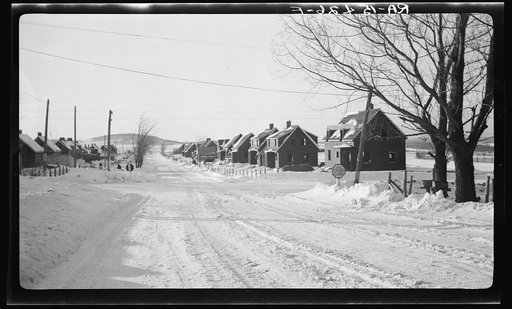 View of new houses at the Ironwood Homesteads, Michigan