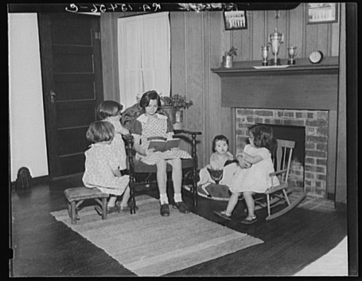 Children in new home on the Arthurdale project. Reedsville, West Virginia