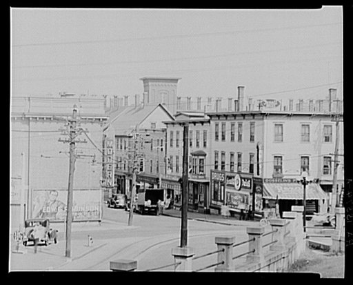 View in westside of Manchester, New Hampshire. Amoskeag Mills in the background