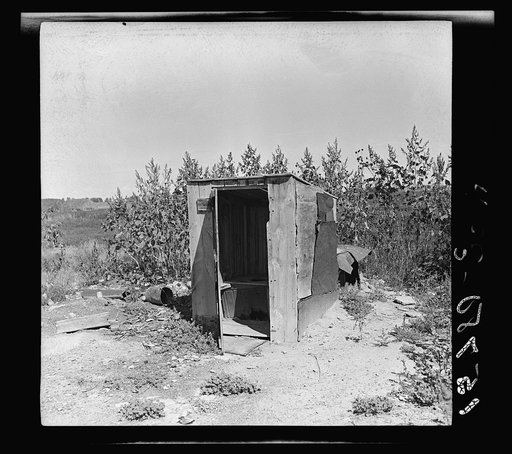 One of the four outhouses which serve fifty people. Great Western Sugar Company's beet sugar workers' colony at Hudson, Colorado