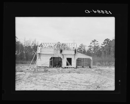 New barn under construction. Pembroke Farms, North Carolina