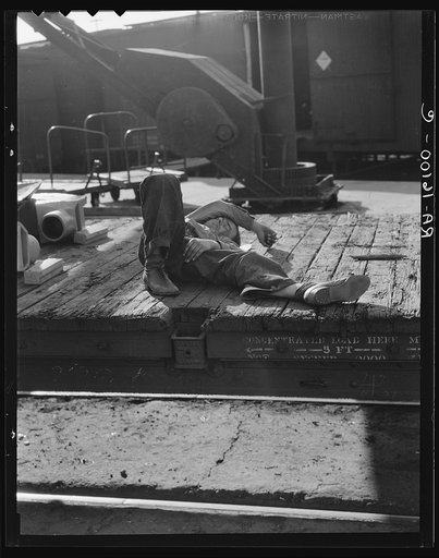 Untitled photo, possibly related to: Scene in railroad yard. Sacramento, California