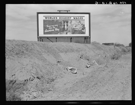 Billboard on U.S. Highway 99 in California. National advertising campaign sponsored by the National Association of Manufacturers