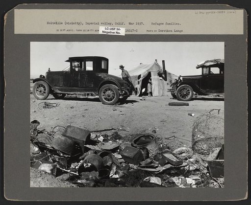 Refugee families encamped near Holtville, California