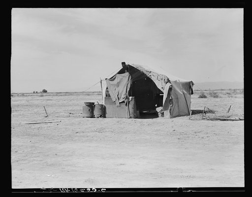Tent housing a family of four who will be returned to Oklahoma by the Relief Administration. Imperial County, California