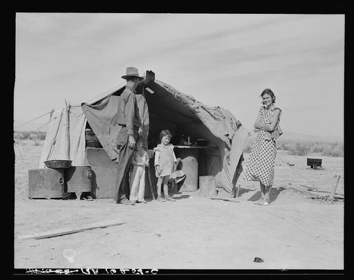 Family of four to be returned to Oklahoma by the Relief Administration. "They won't go until they get so hungry that there's nothing else for them to do. They won't go--not twenty-five percent will go" said a transient case worker in Imperial County. This family was hungry. They lost a two-year-old 