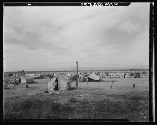 Auto camp north of Calipatria, California. Approximately eighty families from the Dust Bowl are camped here. They pay fifty cents a week. The only available work now is agricultural labor
