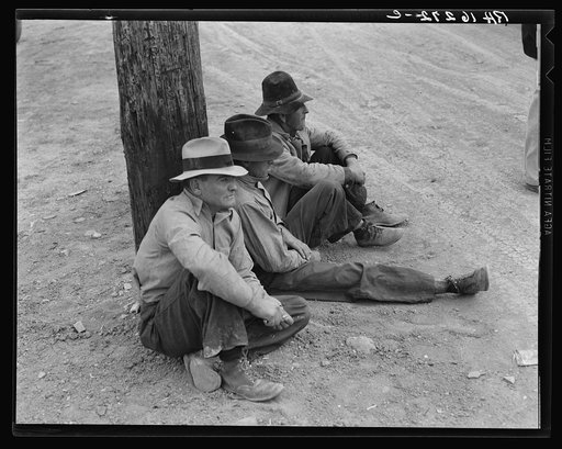 Waiting for the semi-monthly relief checks at Calipatria, California