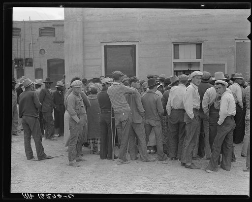 Waiting for the semi-monthly relief checks at Calipatria, California
