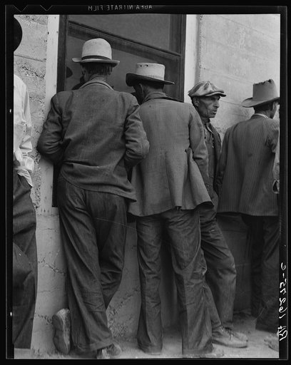 Waiting for the relief checks at Calipatria, California