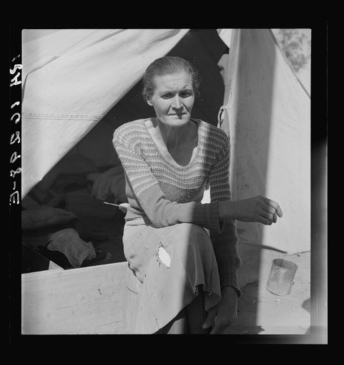 Dust bowl refugee from Chickasaw, Oklahoma. Imperial Valley, California. "Black Sunday, 1934, that was the awfullest dust we ever did see"