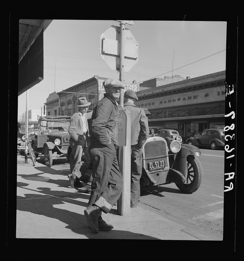 Men on "Skid Row." Modesto, California