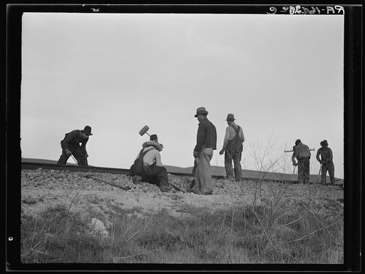 Untitled photo, possibly related to: White section gang near King City, California. Before the depression this work was done entirely by Mexican labor