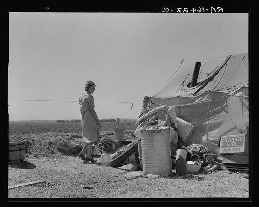 Young family just arrived from Arkansas camped along the road. Imperial Valley, California