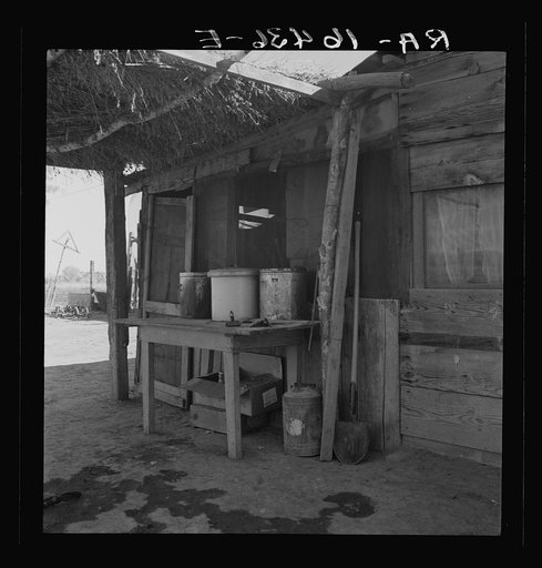 Porch of Mexican worker's home in East El Centro, Imperial Valley, California