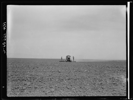 Harrowing a 2,000 acre wheat field which is allowed to fallow alternate years. Antelope Valley, Los Angeles County, California