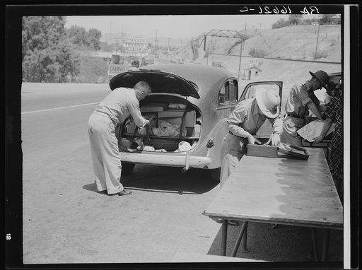 Inspection station on the California-Arizona state line maintained by the California Department of Agriculture to prevent the spread of plant pests. Yuma, Arizona