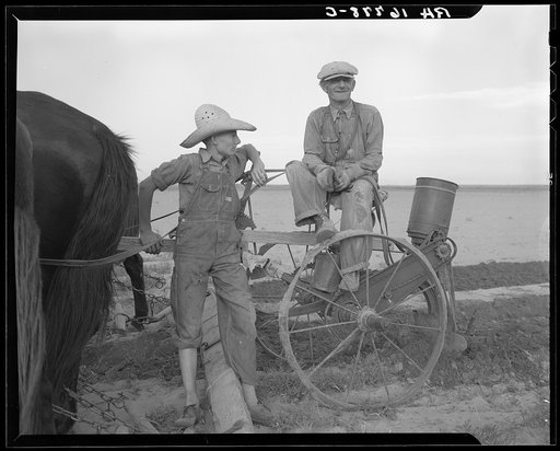 Farmer and son near Stanton, Texas. Haven't made a crop of cotton since 1932