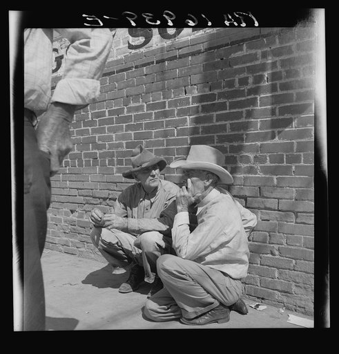 Farmers on street corner. Odessa, Texas