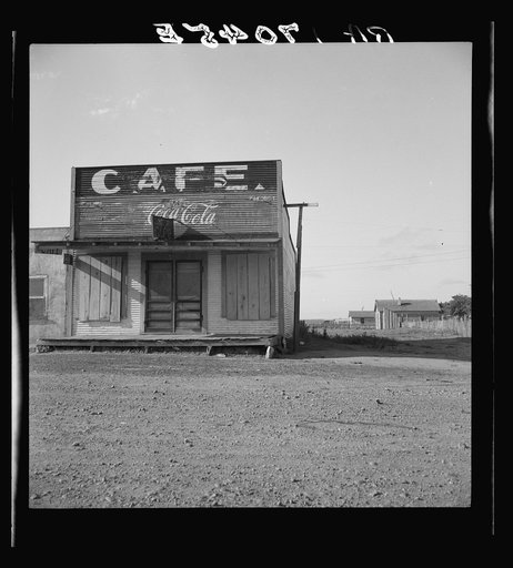 Abandoned cafe in Carey, Texas. Carey is fast becoming a ghost town of the Texas plains