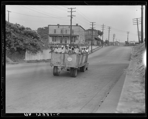 The last truckload of cotton hoers from Memphis bound for the Wilson Cotton Plantation in Arkansas, forty-three miles distant