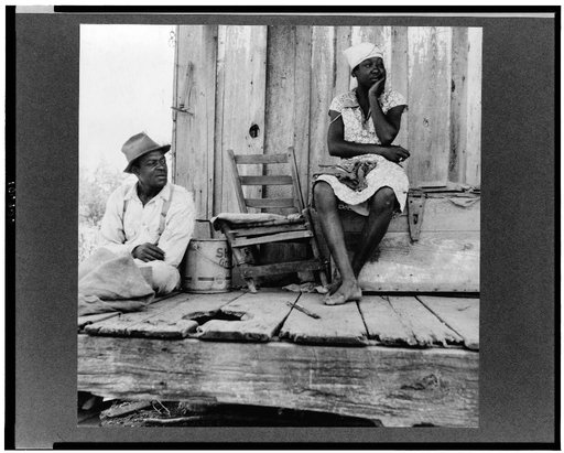 Negro sharecropper and wife. Mississippi. They have no tools, stock, equipment, or garden