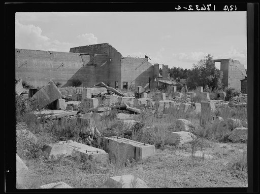 Foundations of lumber sheds in Fullerton, Louisiana, an abandoned lumber town