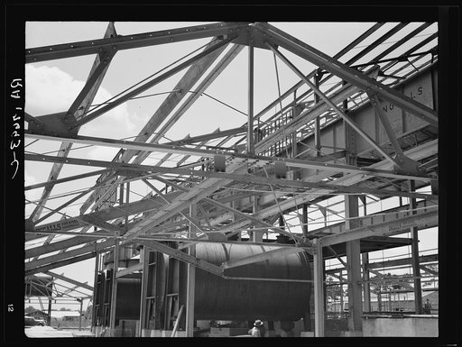 Naval stores processing plant under construction. This type of plant (first one at Jacksonville, Florida, second at Valdosta, Georgia) will probably revolutionize the turpentine industry; in future, farmers will cut their own trees and deliver their own raw gum to this type of plant. Near Valdosta, 