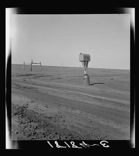 Mailbox in Dust Bowl. Coldwater District, north of Dalhart, Texas