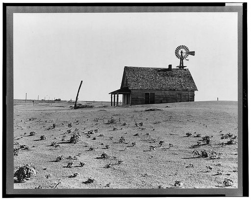 Dust Bowl farm. Coldwater District, north of Dalhart, Texas. This house is occupied; most of the houses in this district have been abandoned