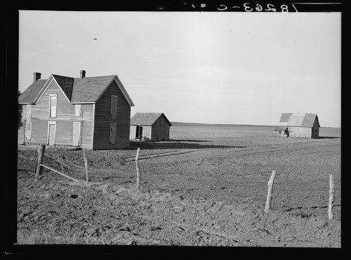 Vacant farmhouse in area of mechanization and drought near Olustee, Oklahoma
