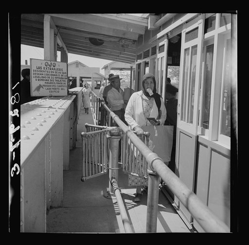 Mexicans entering the United States. United States immigration station, El Paso, Texas
