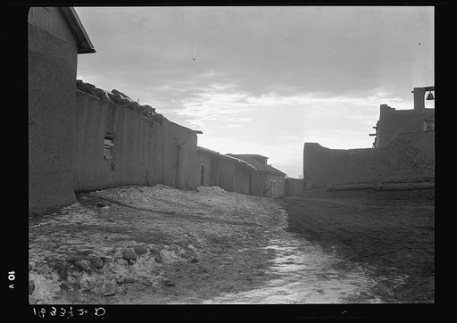 Street of Mexican village up in the hills. Cordova, New Mexico