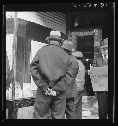 Untitled photo, possibly related to: News of the surrender of Canton to the Japanese. San Francisco, California. Chinatown