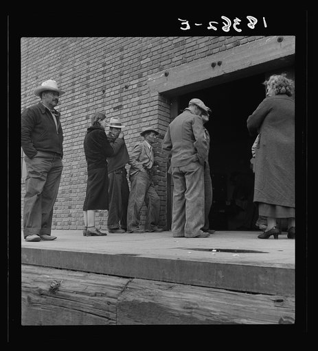 Untitled photo, possibly related to: Destitute farm labor families come to Farm Security Administration distributing depot to apply for food grant. Kern County, California
